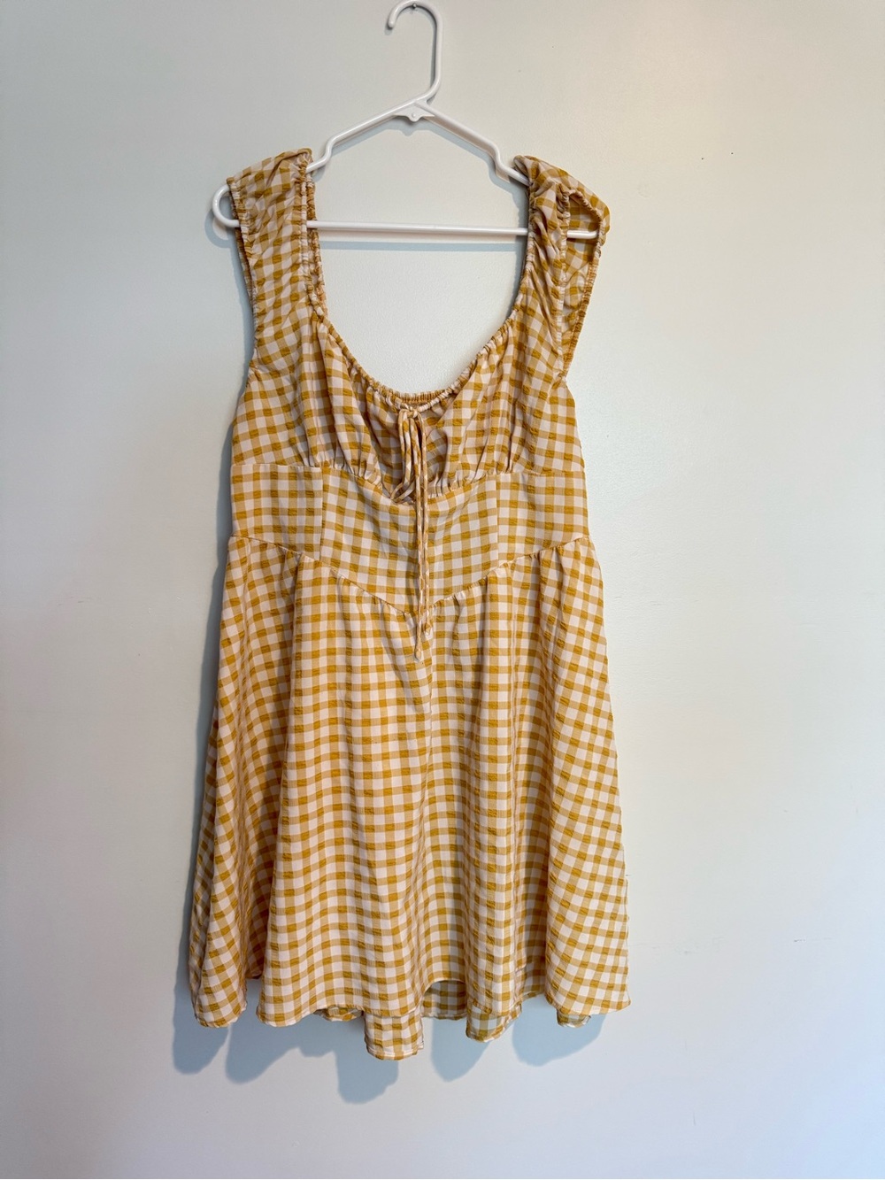 Yellow Gingham Tie-Front Women’s Dress